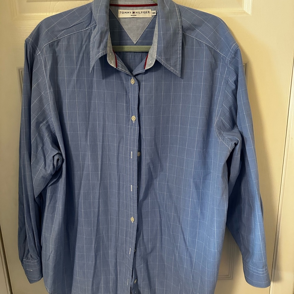 Tommy Hilfiger Women's Blue Checkered Blouse